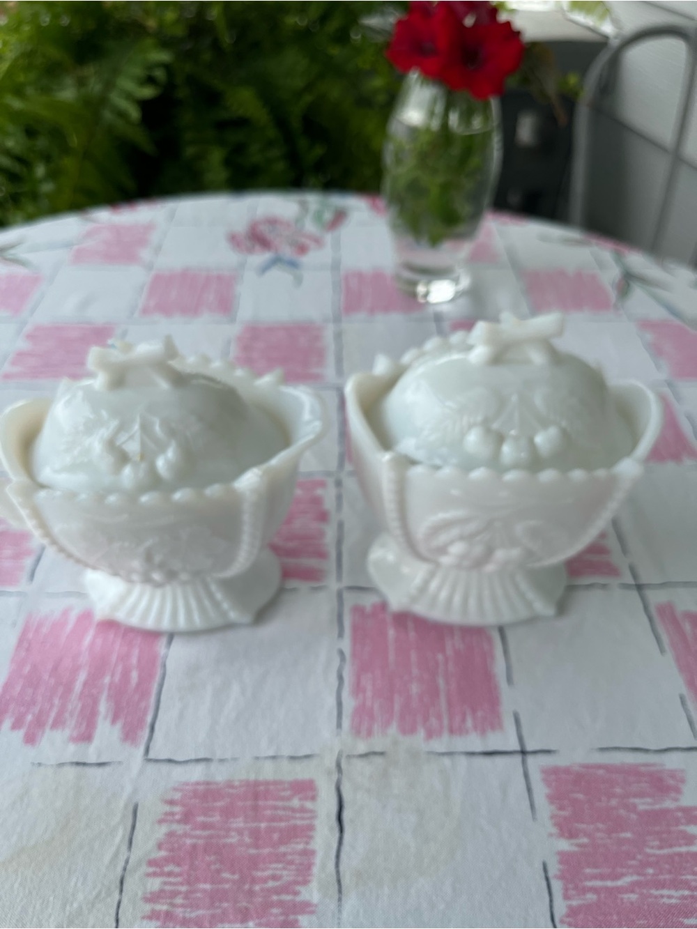 Vintage Westmoreland milk glass sugar and creamer.